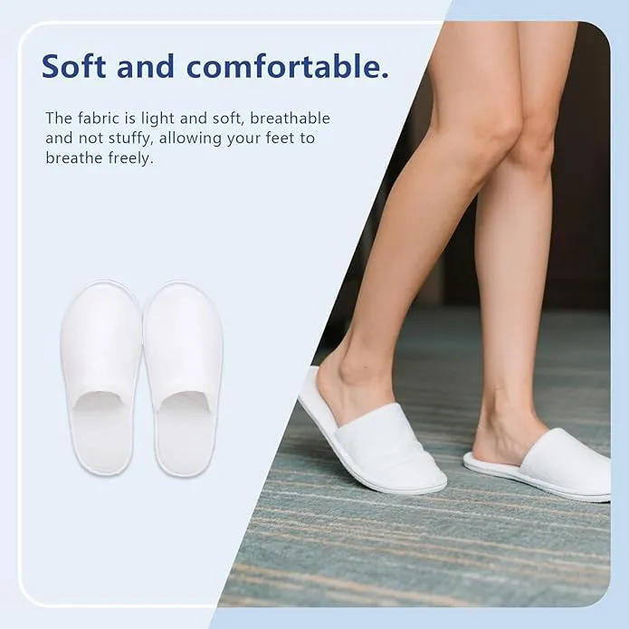 SIMEIER 6 Pairs Gray Spa Slippers for Guests, Disposable & Reusable Non-Slip Hotel Slippers with Storage Bag, Soft Cotton Guest Slippers for Women & Men, Non-Slip for Home, Gym, Bridal Party