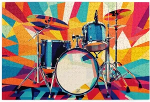 simple drum set 1000 pieces of adult wooden puzzles,unique colors design,for music lovers,brainstorming for stress relief,enjoy the puzzle solving process,funny artwork for adults
