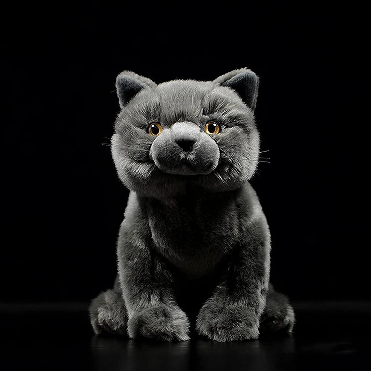 Simulation British Short Cat Plush Toy - 11" Soft Realistic Gray Cat Stuffed Animals Cute Pet Model Plushie Toy, Unique Plush Gift Collection for Kids