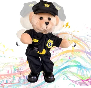 Singing Dancing Police Teddy Bear Playing Bad Boys What You Gonna DO Song – Musical Interactive Stuffed Animal Plush Cop Toy for Kids Adults, 14”