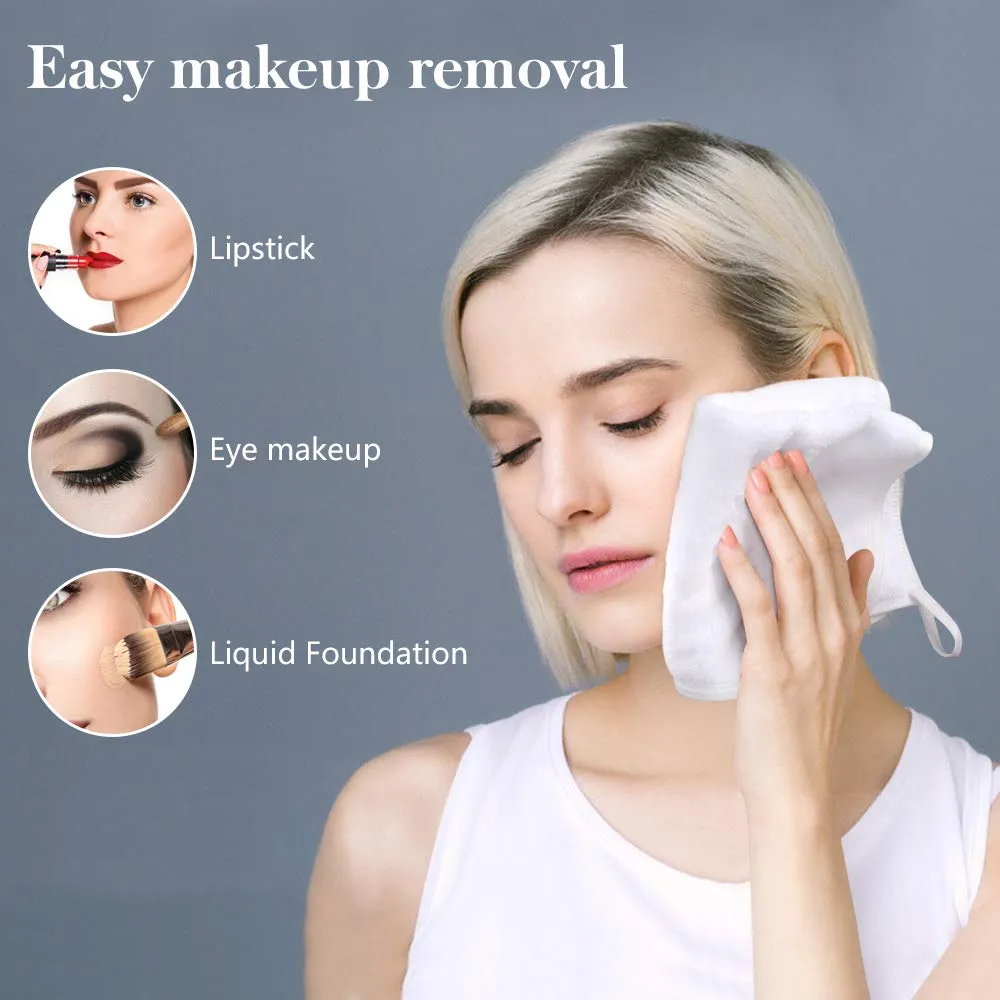 SINLAND Microfiber Face Cloths Reusable Makeup Remover Washcloths Super Soft and Absorbent Fingertip Face Towels for Sensitive Skin Women 12 x 12 Inch 12 Pack White