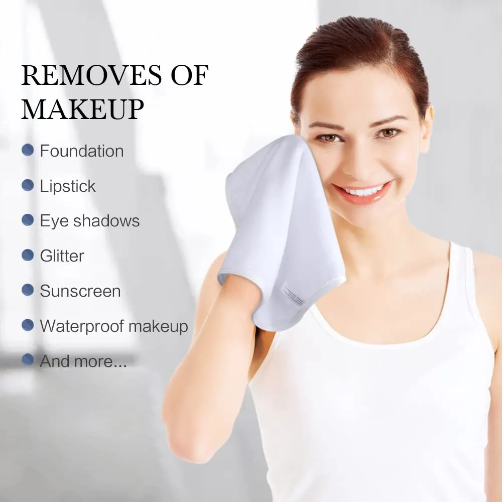 SINLAND Microfiber Face Cloths Reusable Makeup Remover Washcloths Super Soft and Absorbent Fingertip Face Towels for Sensitive Skin Women 12 x 12 Inch 12 Pack White
