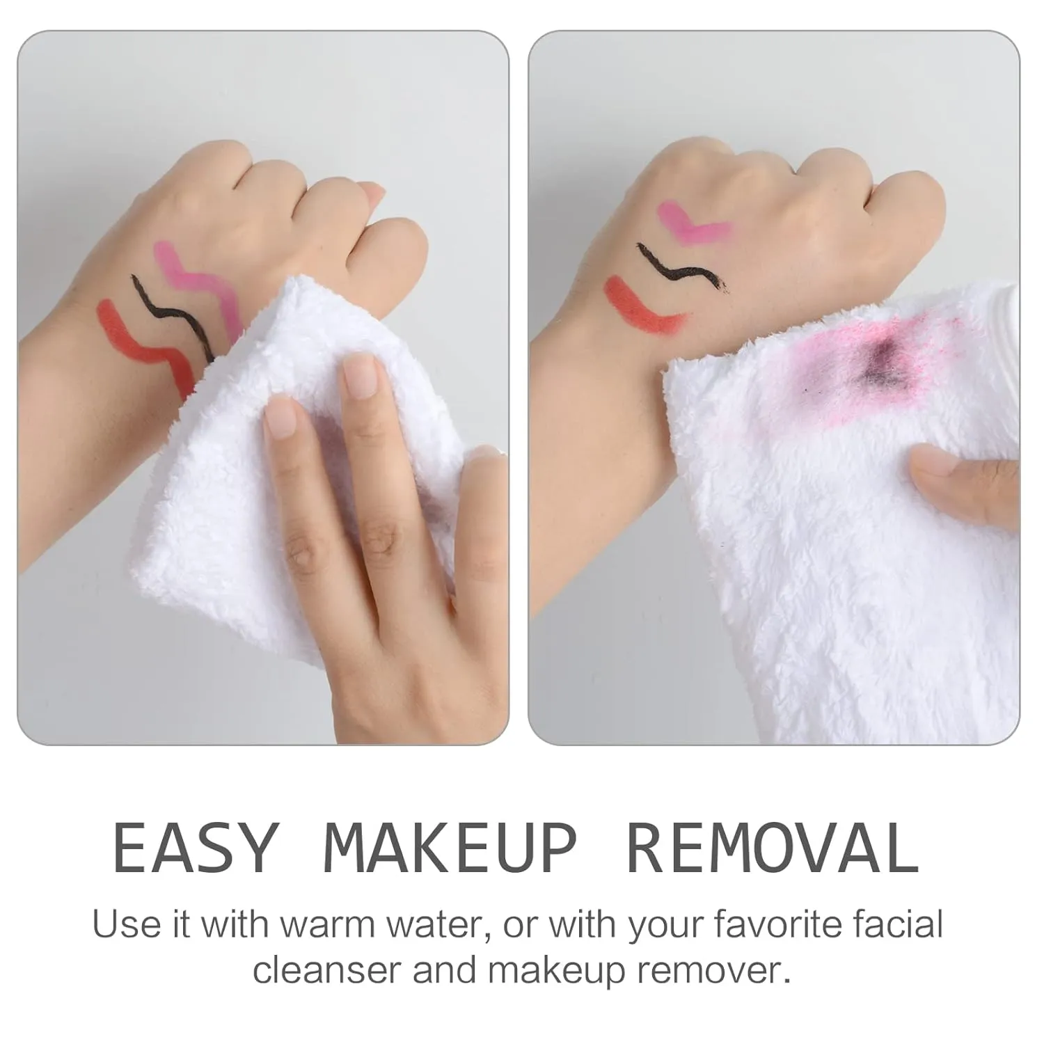 SINLAND Microfiber Face Cloths Reusable Makeup Remover Washcloths Super Soft and Absorbent Fingertip Face Towels for Sensitive Skin Women 12 x 12 Inch 12 Pack White