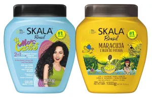 SKALA Hair Care Set Expert Mais Cachos 2 in 1 Conditioning Treatment Cream Brasil Passion Fruit & Pataua Oil - Nourish, Strengthen, and Transform Your Hair - Each Bottle 1000g 1kg - 35.27 Oz