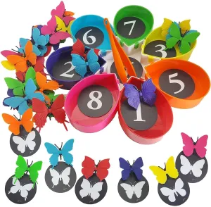 Skoolzy Butterfly Color Sorting 75 Piece Toys_and_Games Set, Counting Learning Activities for Toddlers & Preschool Educational Toys for Toddler, Preschool, Kindergarten, 1st Grade Includes ebook