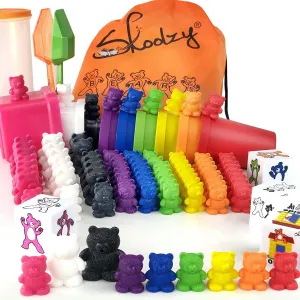 Skoolzy Language Rainbow Counting Bears, Matching Sorting Cups with Scoop Tongs 114pc Set - Teddy Bear Math Manipulatives for Toddlers - Sensory Toys - Fine Motor Skills Toys for Age 3 