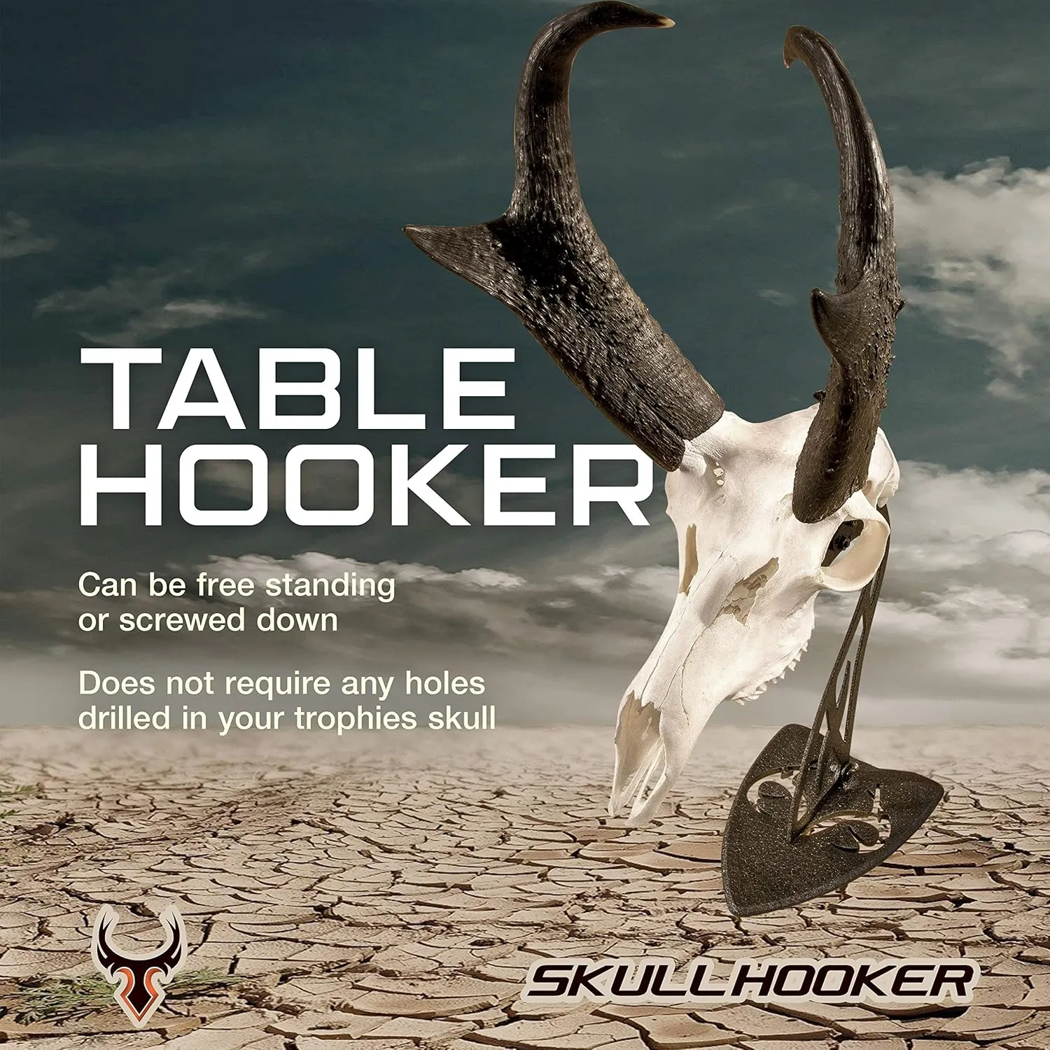 Skull Hooker Table Hooker Powder Coated Steel Trophy Mount - Perfect Kit for Table Display of Taxidermy Deer Antlers and Other Skulls - Available in Graphite Black and Robust Brown