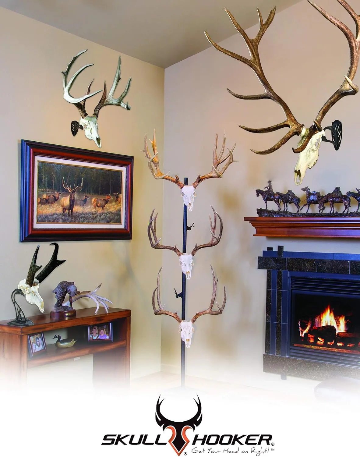 Skull Hooker Table Hooker Powder Coated Steel Trophy Mount - Perfect Kit for Table Display of Taxidermy Deer Antlers and Other Skulls - Available in Graphite Black and Robust Brown