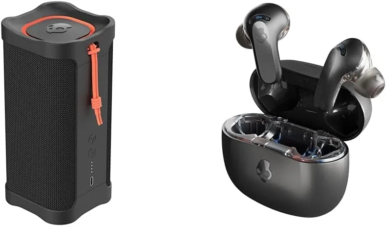Skullcandy Terrain XL IPX7 Waterproof Bluetooth Speaker with 18 Hour Battery - Rail ANC in-Ear Noise Cancelling Wireless Earbuds with 27 Hour Battery