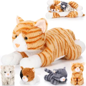 Skylety 5 Pieces Cat Stuffed Animal with Babies Inside Belly Pregnant Cat Plush Mommy Kitty with 4 Cute Fluffy Stuffed Kittens Easter Birthday Surprise Gifts(Orange)