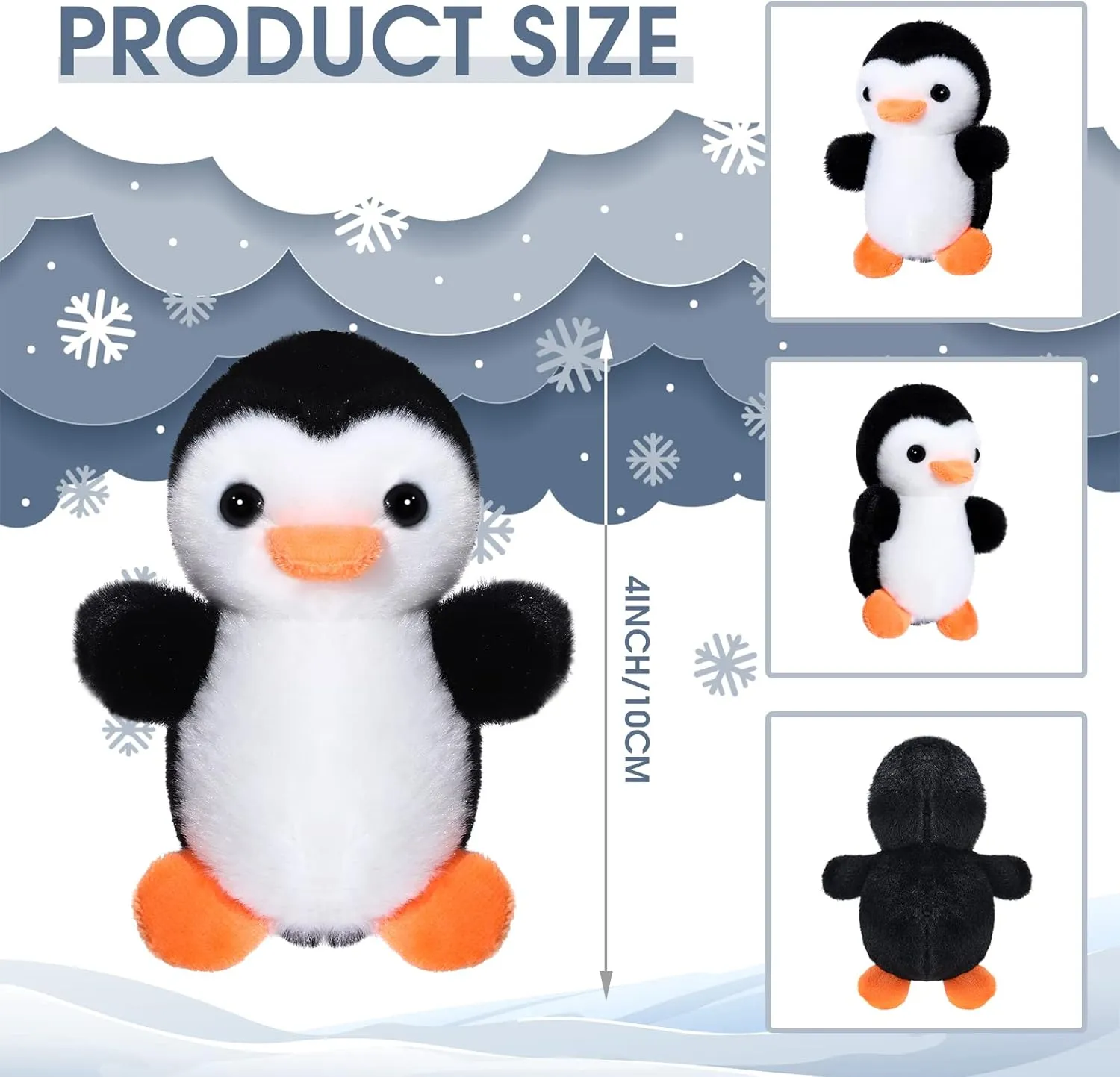 Skylety 8 Pcs Penguin Plush Keychain 4 Inch Stuffed Animal Bulk Small Hanging Stuffed Penguin Doll Mini Soft Companions Gift Present Party Favors for Kid Birthday Decoration(Black)