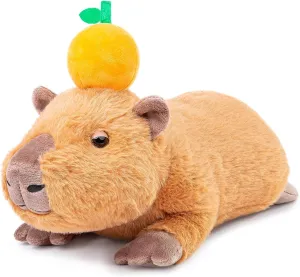 Sleeping Capybara Plush Toy - 13in Soft Rodent Stuffed Animal, Unique Plushie Model Doll for Kids