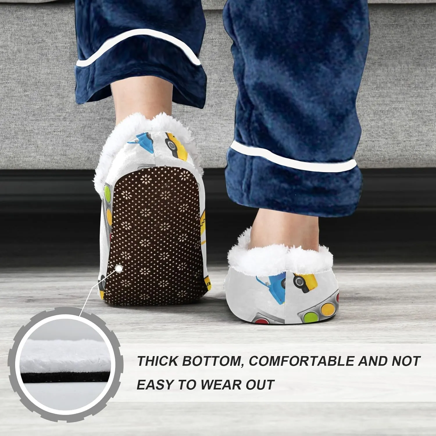 Small Police Cars Taxis Boys Girls House Slippers Traffic Lights Kids toddler Home Shoes Winter Indoor shoes XS