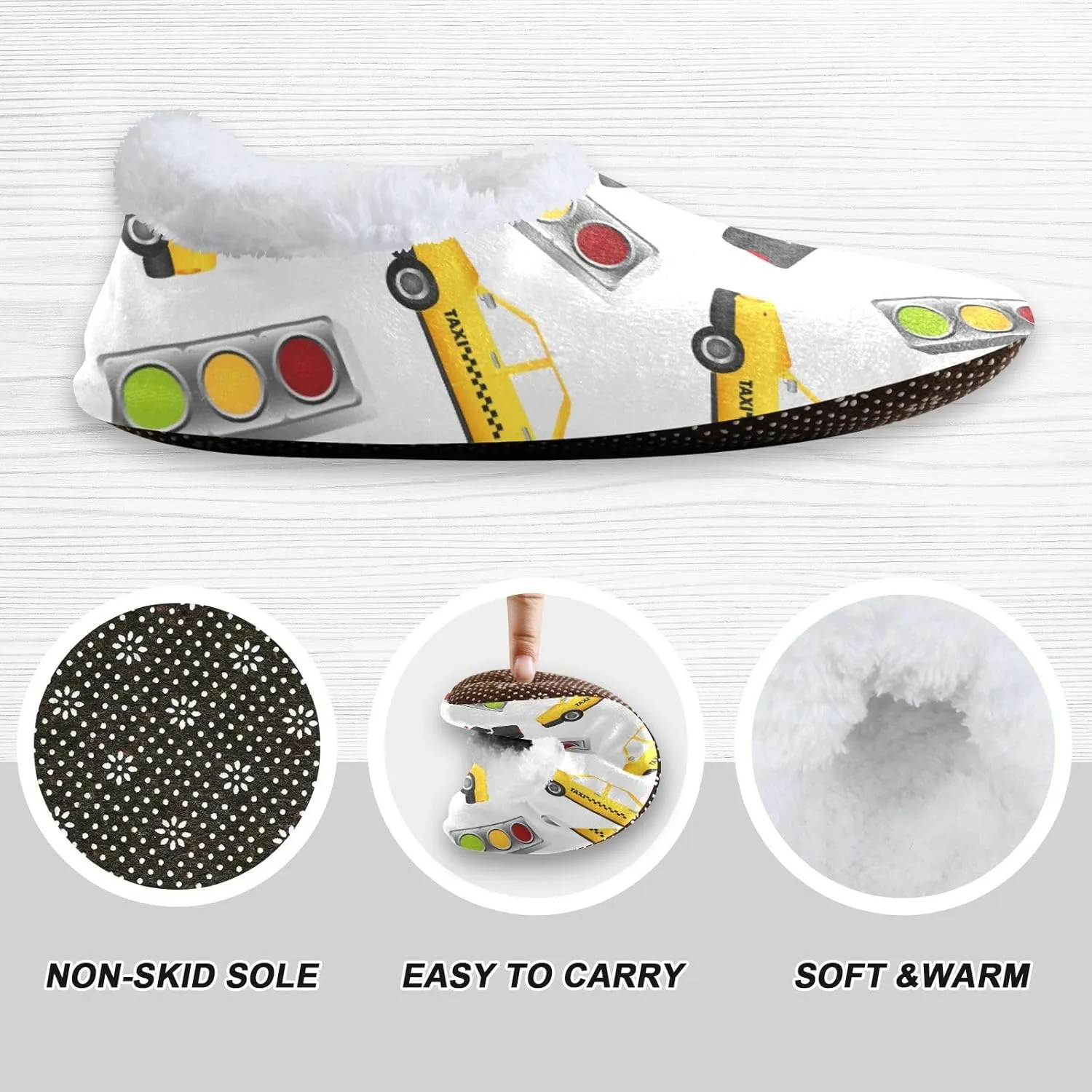 Small Police Cars Taxis Boys Girls House Slippers Traffic Lights Kids toddler Home Shoes Winter Indoor shoes XS