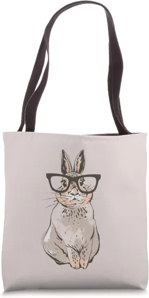 Smart Intellectual Easter Bunny Rabbit Nerd With Glasses Tote Bag