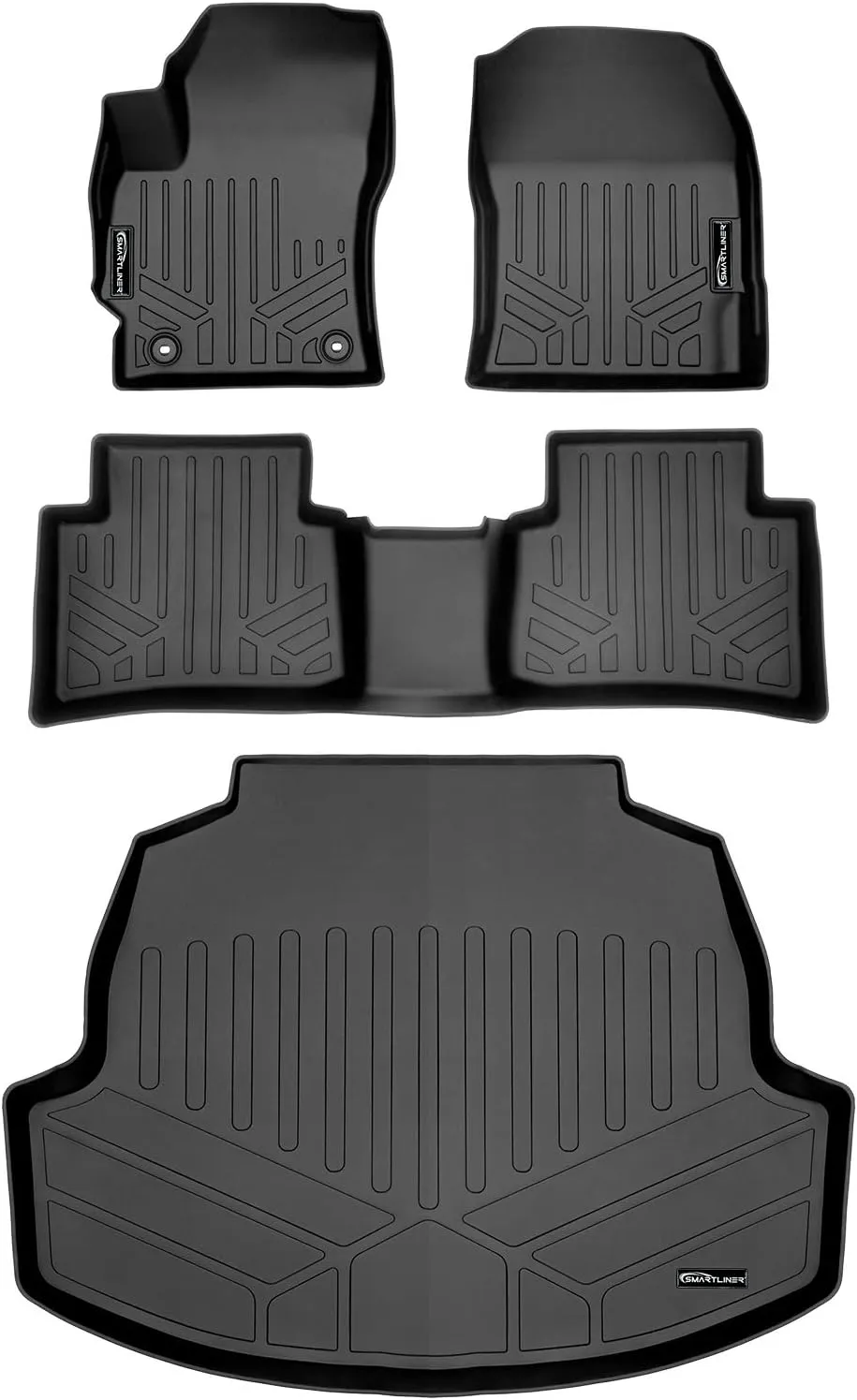 SMARTLINER Custom Fit Floor Mats 2 Rows and Cargo Liner Trunk Set Black Compatible with 2020-2023 Toyota Corolla Sedan