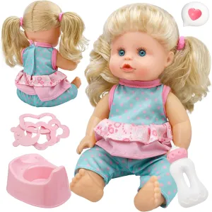 SMILESSKIDDO Baby Doll, 12 inch Interactive Talking Doll with Hair, Bottle, Soft Vinyl Body and Other Accessories, Realistic 12 Sound Modes & Pee Function – Perfect Pretend Play Toy for Toddlers