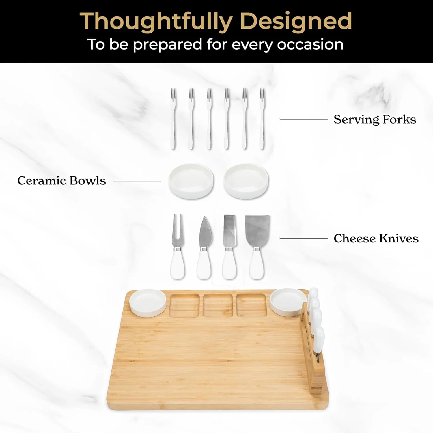 SMIRLY Charcuterie Boards Set, Large Cheese Board Set, Natural Bamboo Charcuterie Tray Cheese Platter with Accessories - Housewarming Gifts New Home, Wedding & Bridal Shower Gifts for Women, Couples