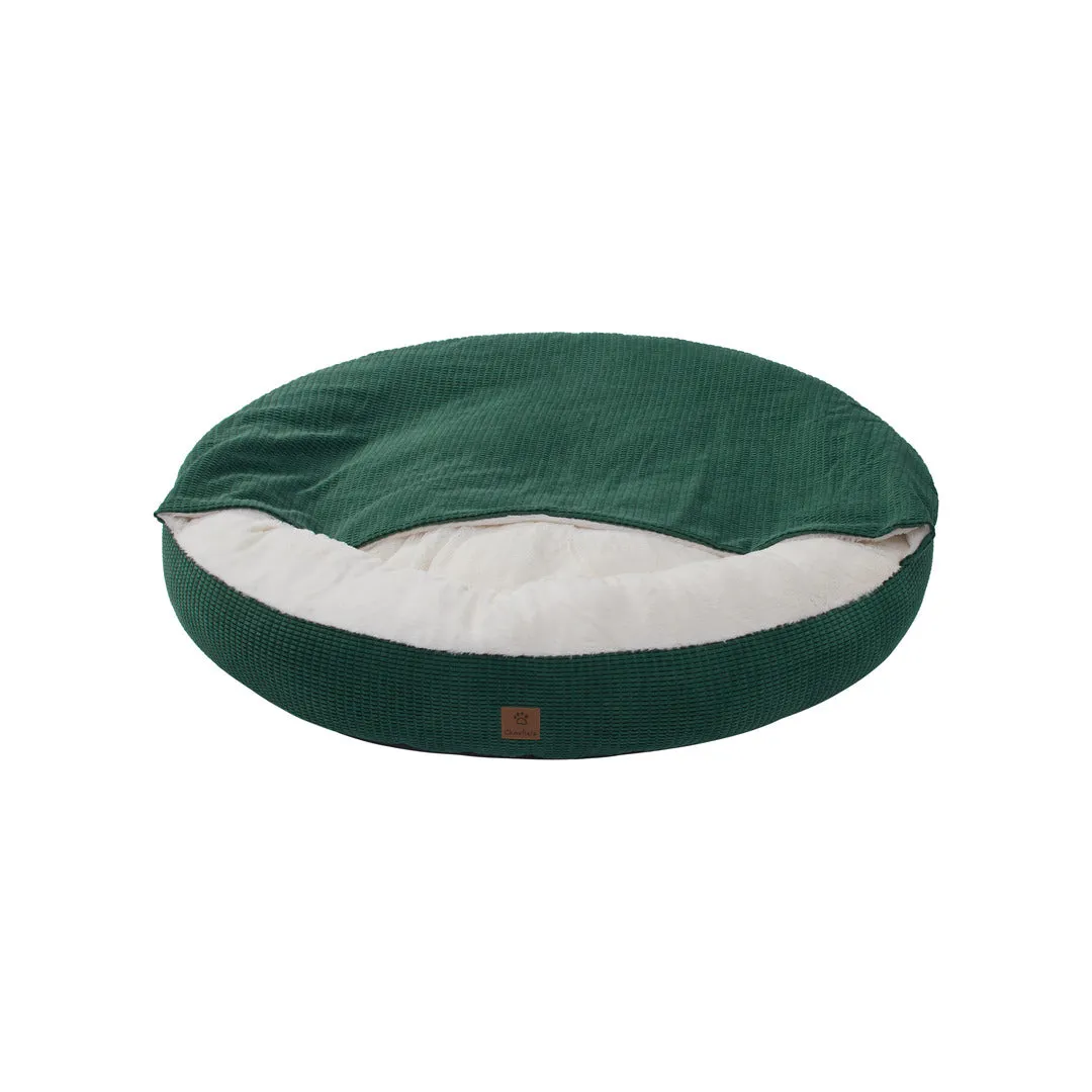 Snookie Hooded Pet Bed in Corncob - Eden Green