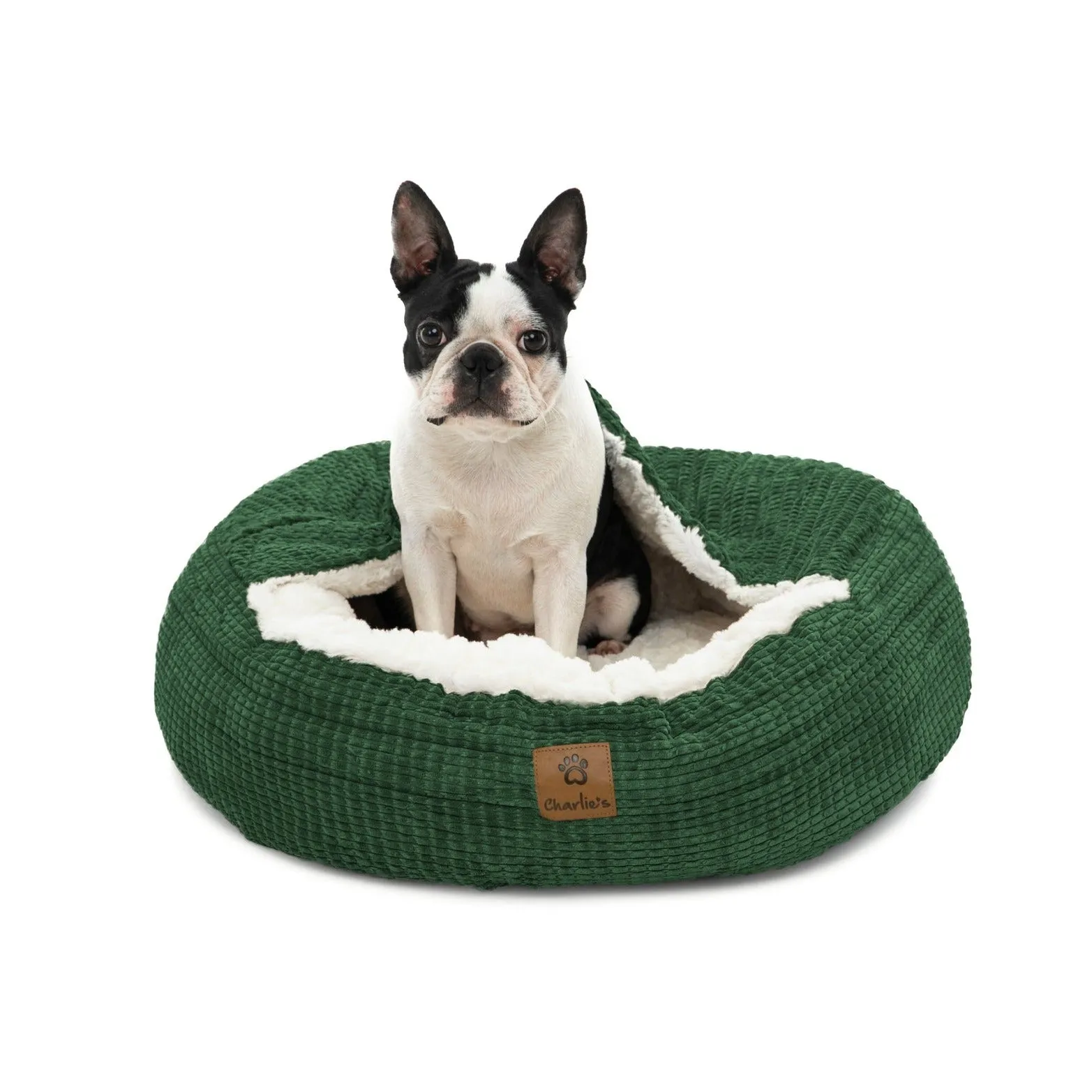 Snookie Hooded Pet Bed in Corncob - Eden Green