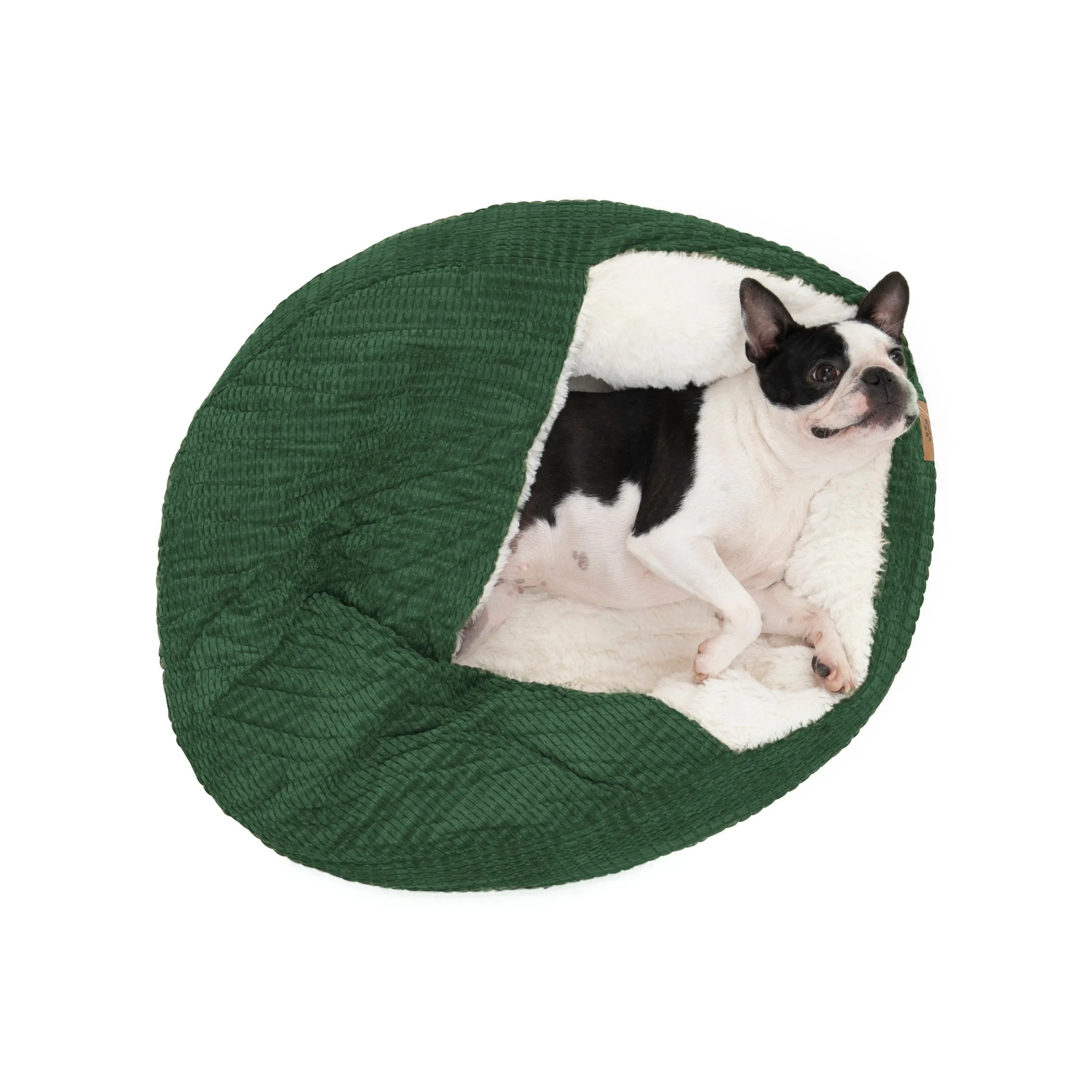Snookie Hooded Pet Bed in Corncob - Eden Green