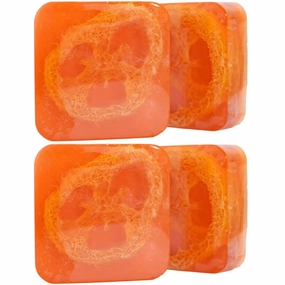 Soap Bar for Face and Body, 4PCS 100g Natural Lemon Loofah Soap, Essential Oil Loofah Bar for Cleansing, Moisturizing, Nourishing