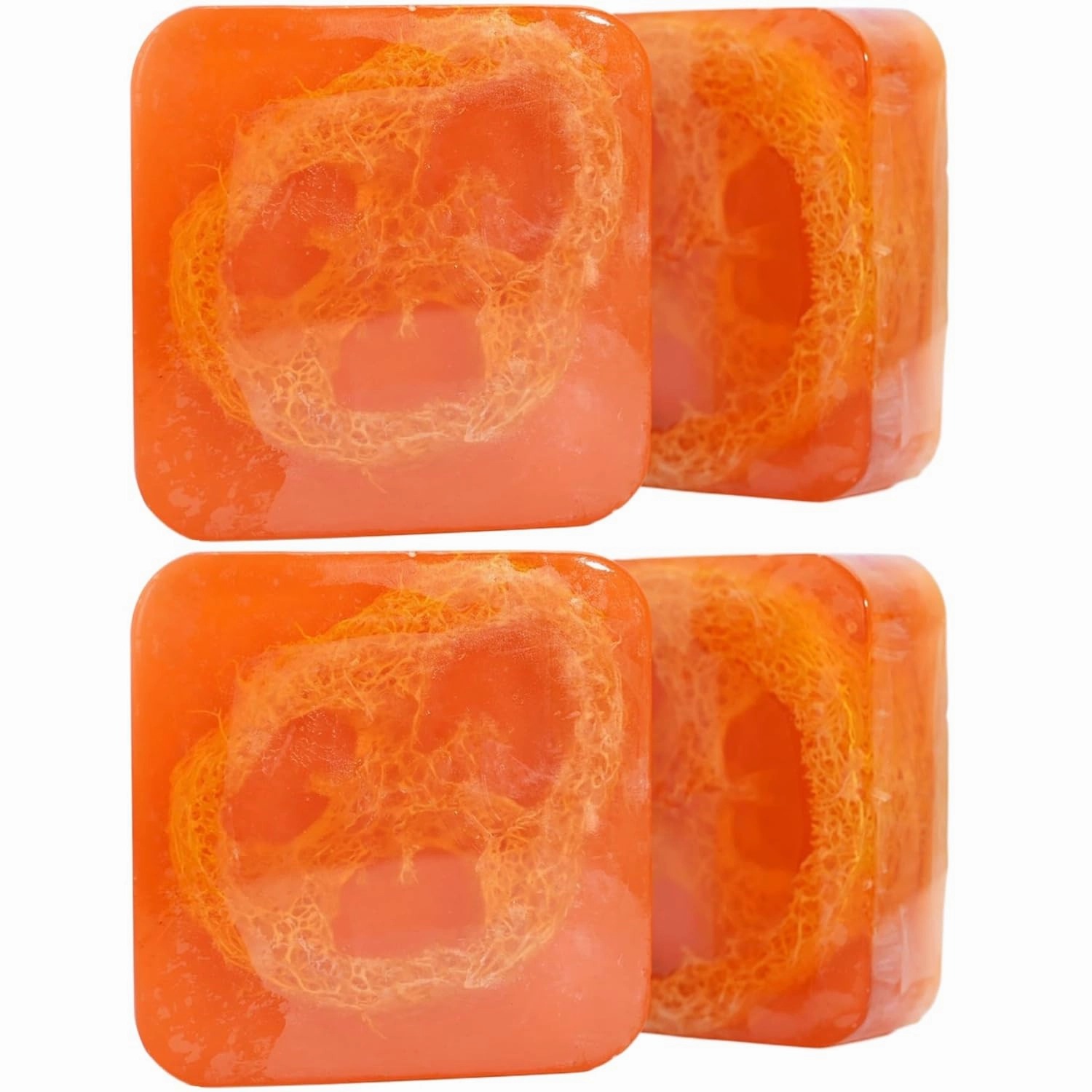 Soap Bar for Face and Body, 4PCS 100g Natural Lemon Loofah Soap, Essential Oil Loofah Bar for Cleansing, Moisturizing, Nourishing
