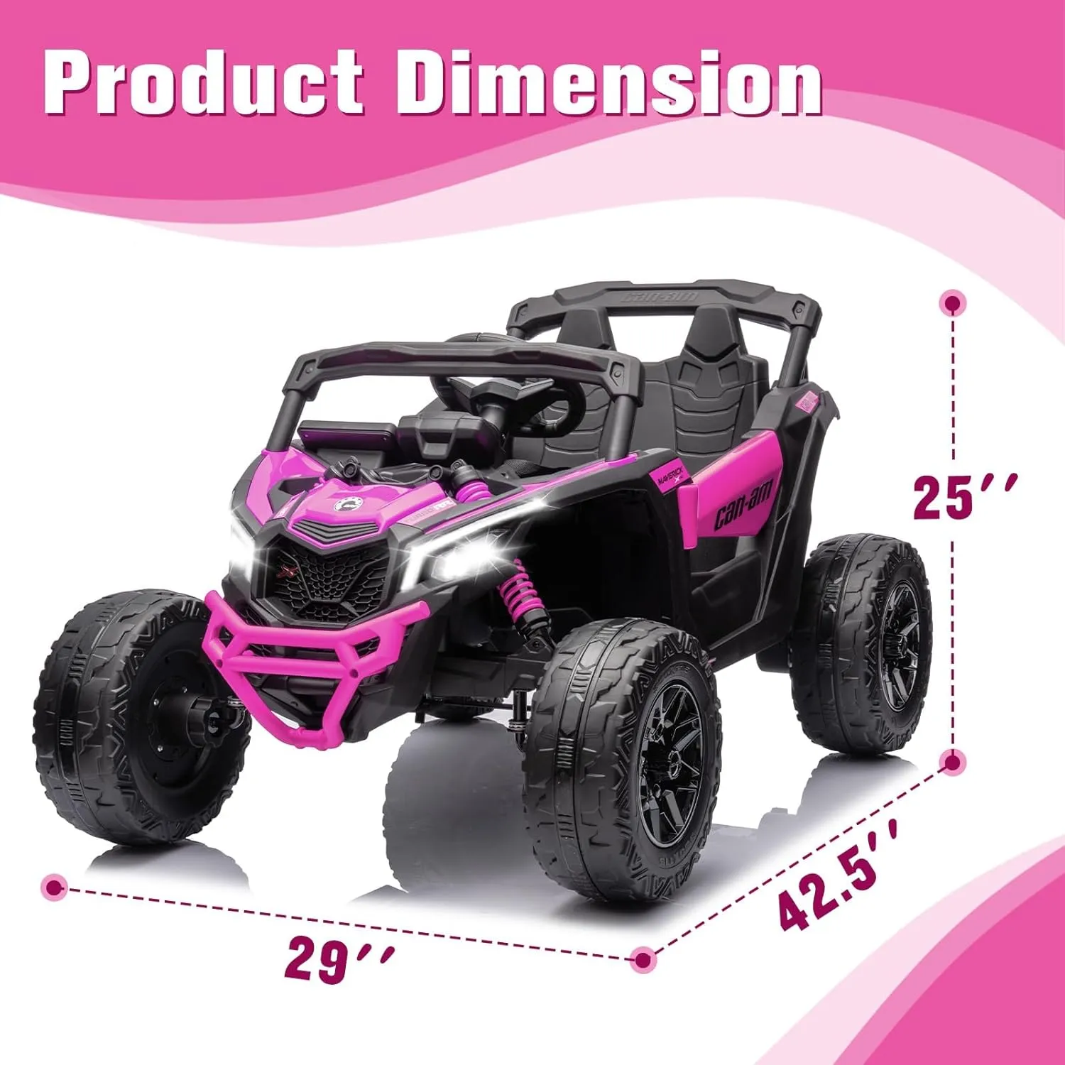 SOAR 24V Ride On Toys - Electric UTV for Kids, 2 Seats Remote Control, 4 Wheeler Quad Off-Road, 7AH Battery Power Wheels 2WD/4WD, Licensed Can-Am, Parental Mode