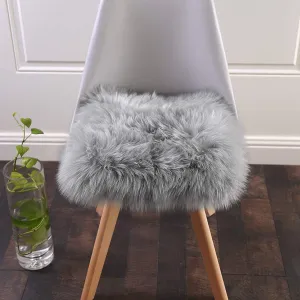 Softlife Grey Faux Fur Sheepskin Chair Cover 2 PCs Seat Cushion Pad Super Soft Area Rugs for Living Bedroom Sofa Dorm (1.6ft x 1.6ft)
