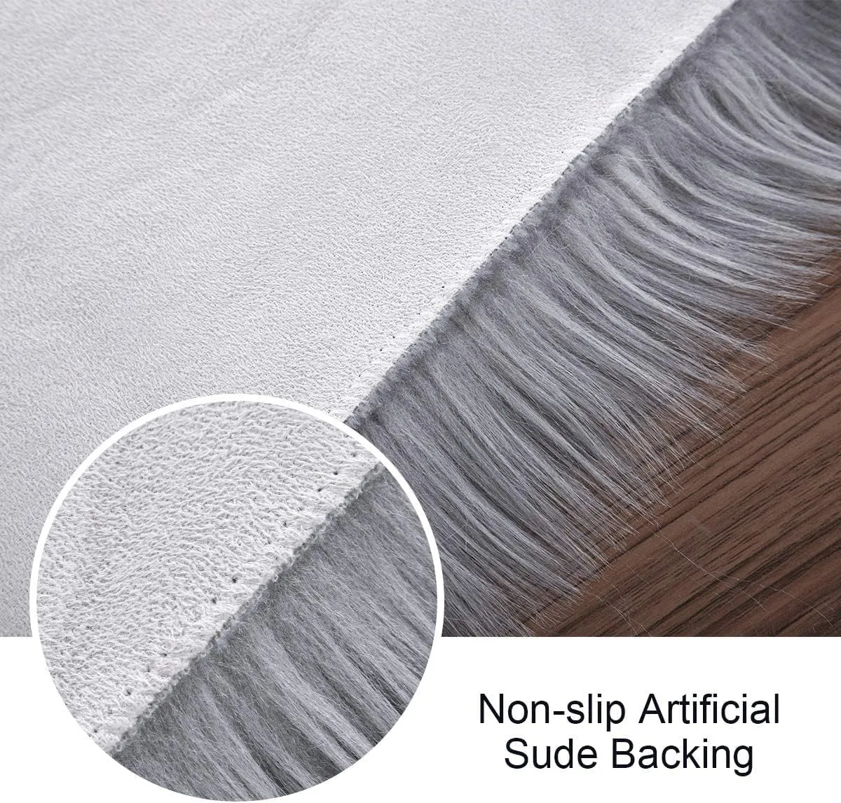 Softlife Grey Faux Fur Sheepskin Chair Cover 2 PCs Seat Cushion Pad Super Soft Area Rugs for Living Bedroom Sofa Dorm (1.6ft x 1.6ft)