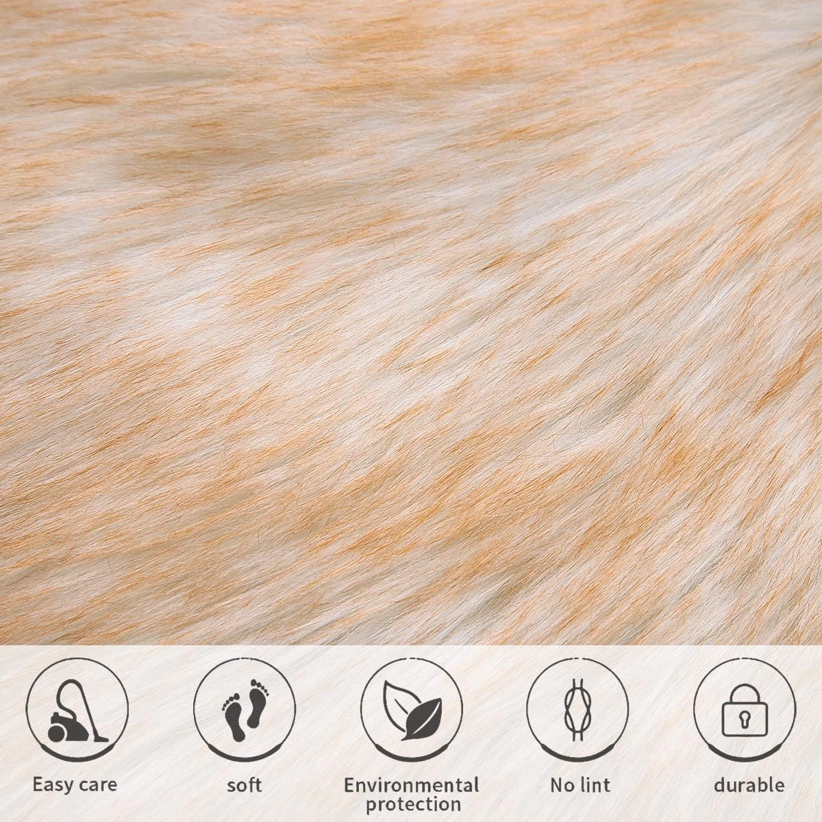 Softlife Square Faux Fur Sheepskin Chair Cover Seat Cushion Pad Super Soft Area Rugs for Living Bedroom Sofa (1.6ft x 1.6ft, White-Brown Tip) 1 pack