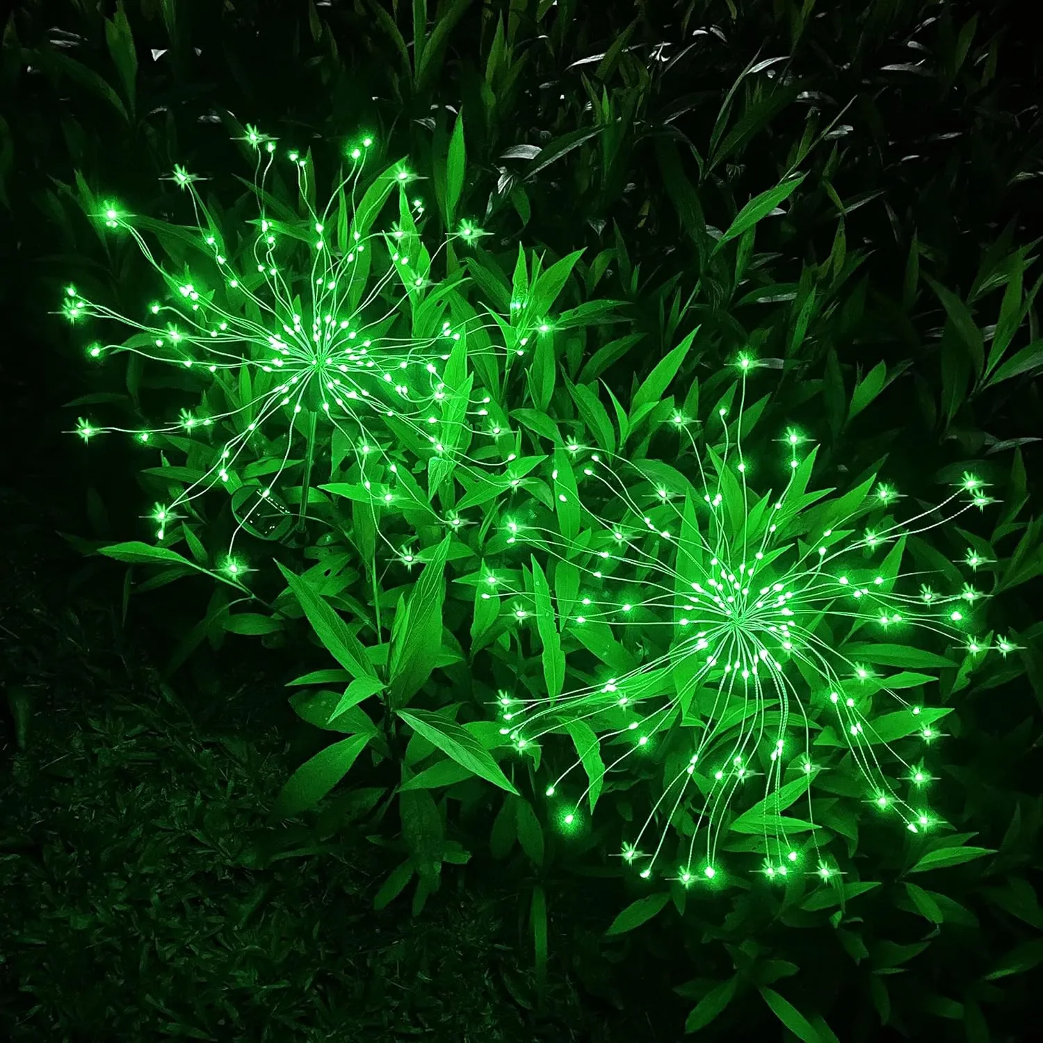 Solar Firework Lights, 2 Pack 120 LEDs 2 Lighting Modes Solar Garden Lights Outdoor Waterproof for Yard Patio Walkway Pathway Party Wedding Christmas Decorative - Green