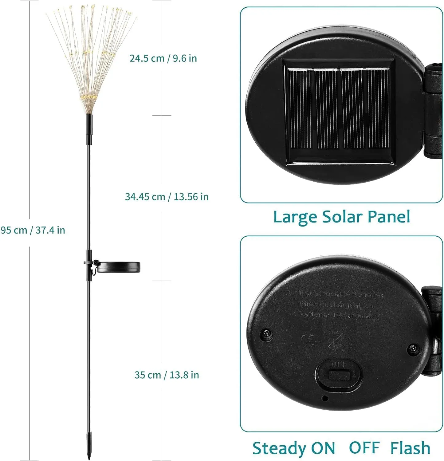 Solar Firework Lights, 2 Pack 120 LEDs 2 Lighting Modes Solar Garden Lights Outdoor Waterproof for Yard Patio Walkway Pathway Party Wedding Christmas Decorative - Green