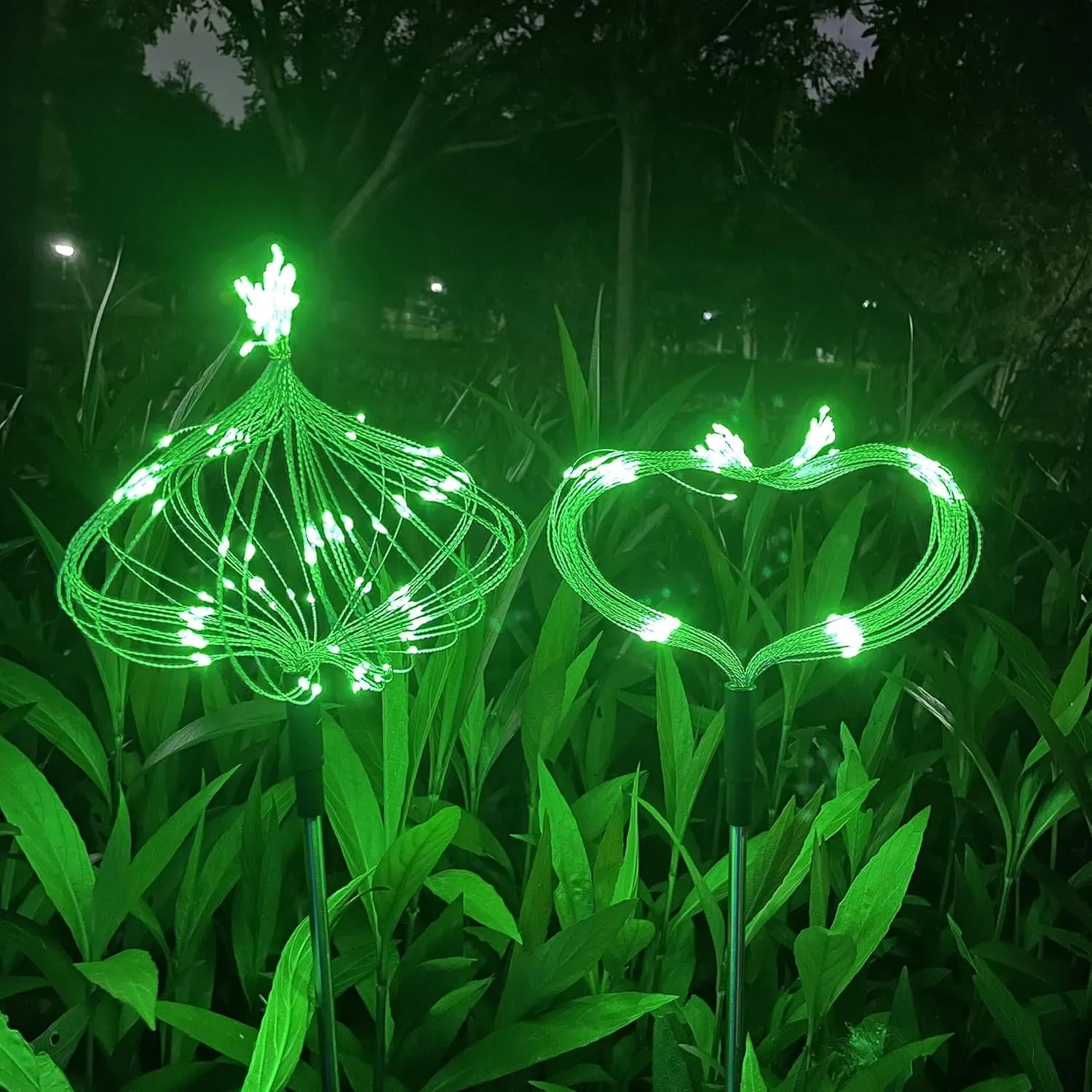 Solar Firework Lights, 2 Pack 120 LEDs 2 Lighting Modes Solar Garden Lights Outdoor Waterproof for Yard Patio Walkway Pathway Party Wedding Christmas Decorative - Green