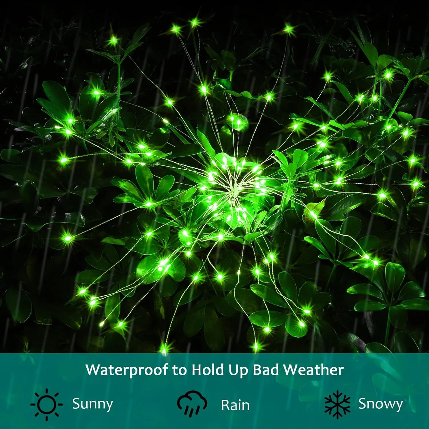 Solar Firework Lights, 2 Pack 120 LEDs 2 Lighting Modes Solar Garden Lights Outdoor Waterproof for Yard Patio Walkway Pathway Party Wedding Christmas Decorative - Green