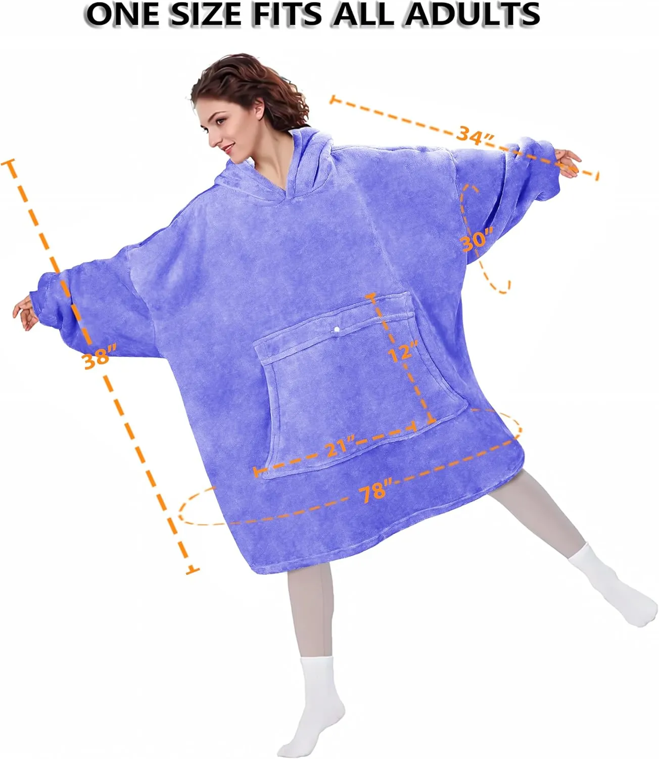 Solaris Oversized Wearable Blanket Hoodie with Pet Pocket, Warm Super Soft Cozy Sherpa Sweatshirt Hoodie for Women Men, Best Gift for Your Loves, Purple