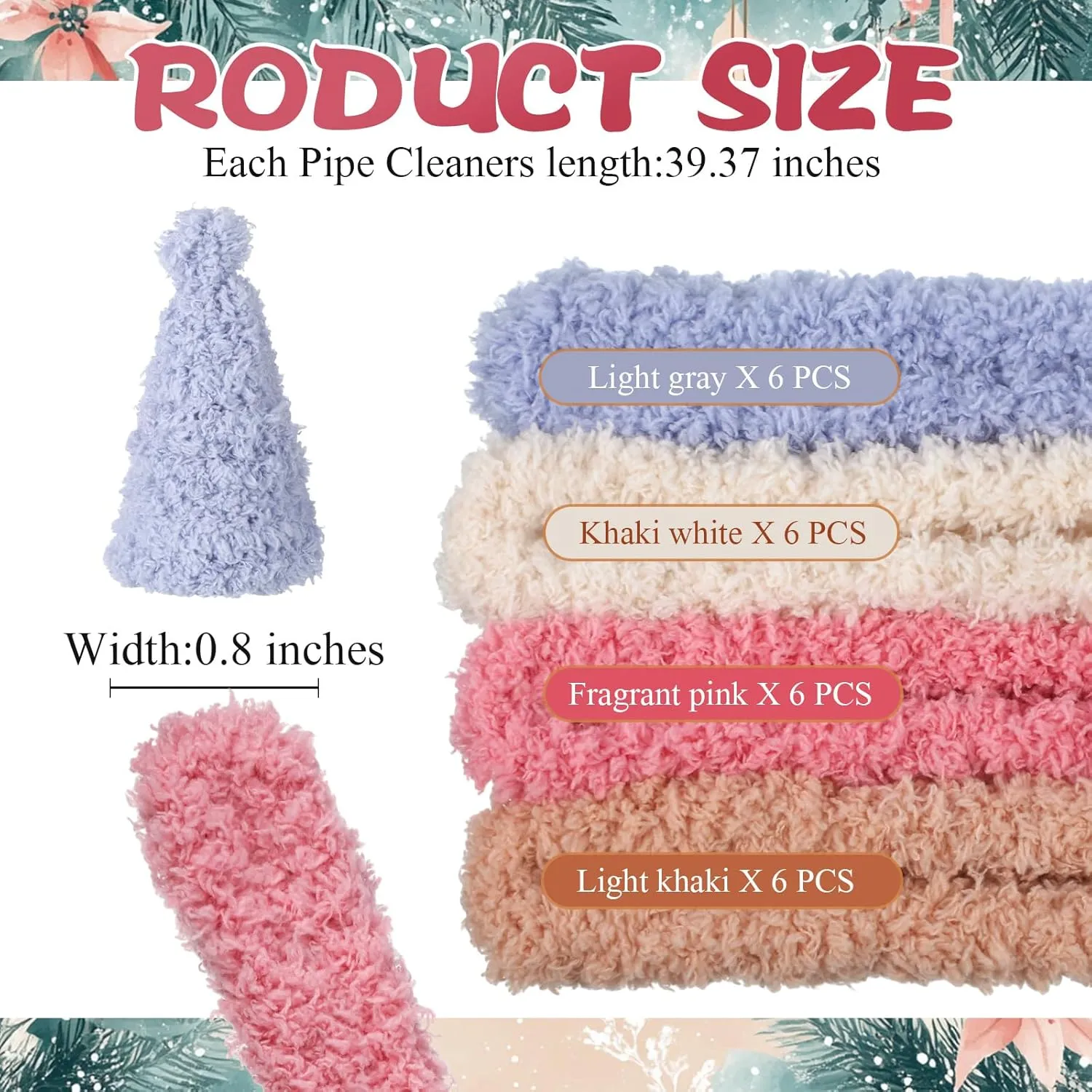 Sonwyoung 24 Pcs 39.37 Inches Jumbo Pipe Cleaners Bulk Coral Fleece Fur Thick Pipe Cleaners Chenille Stems Craft Supplies Wedding Graduation Gifts DIY(Multicolor)