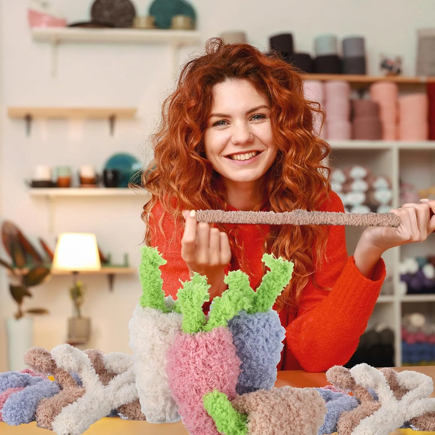 Sonwyoung 24 Pcs 39.37 Inches Jumbo Pipe Cleaners Bulk Coral Fleece Fur Thick Pipe Cleaners Chenille Stems Craft Supplies Wedding Graduation Gifts DIY(Multicolor)