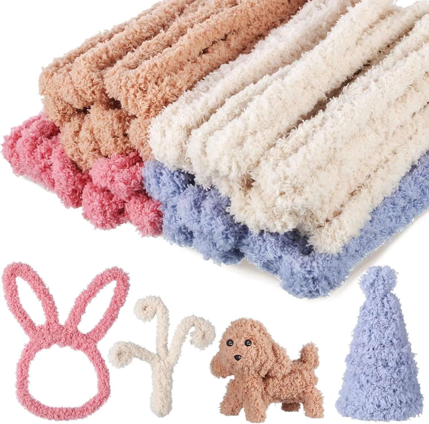 Sonwyoung 24 Pcs 39.37 Inches Jumbo Pipe Cleaners Bulk Coral Fleece Fur Thick Pipe Cleaners Chenille Stems Craft Supplies Wedding Graduation Gifts DIY(Multicolor)