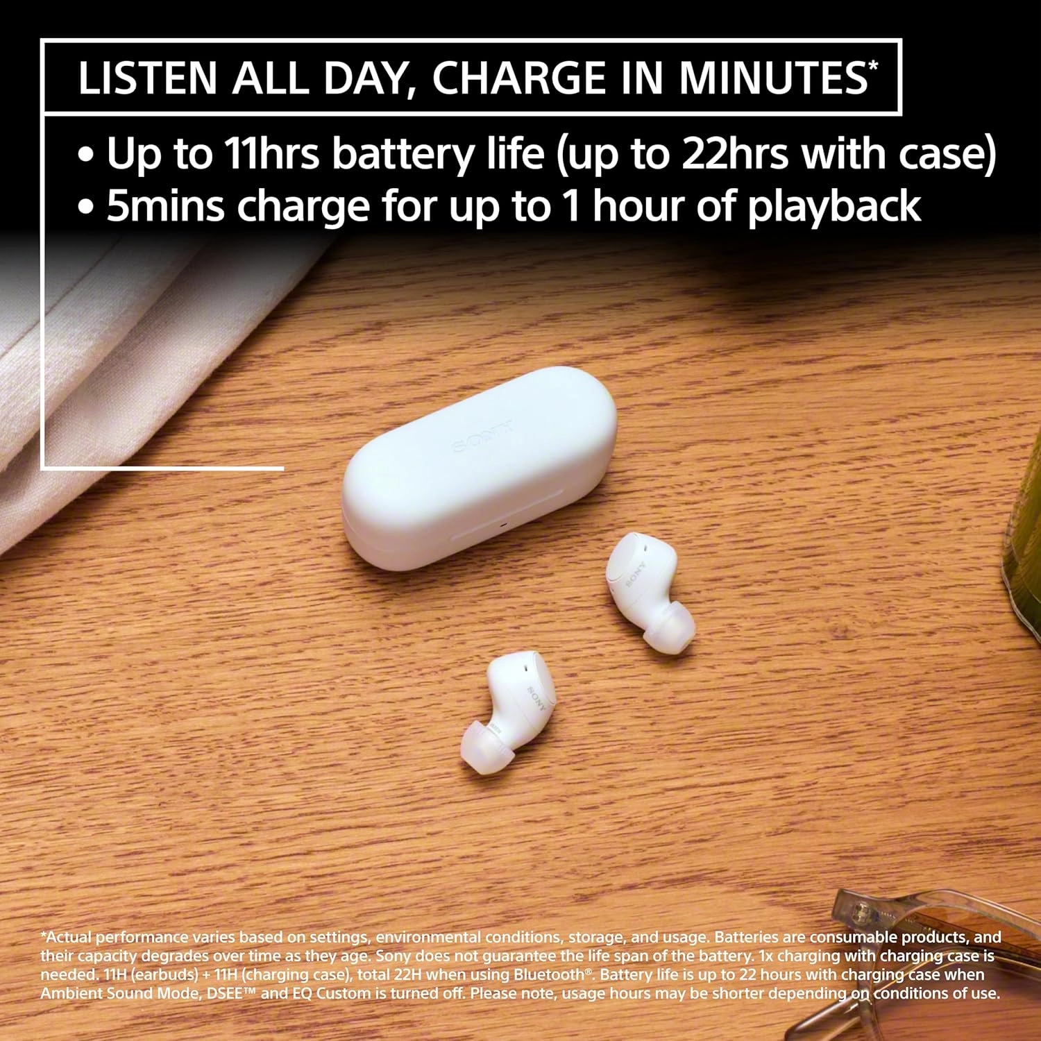 Sony WF-C510 Truly Wireless in-Ear Bluetooth Earbud Headphones with up to 22-Hour Battery, Multipoint-Connection, Mic and IPX4 Water Resistance, Yellow- New