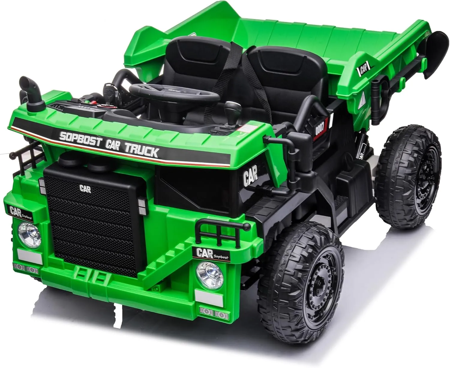sopbost Ride On Toys with Remote Control 2WD Electric Ride On Dump Truck Battery Powered 4 Wheels Kids Car for Toddlers Boys Girls to Drive, Single-Seater, Music Play - Green
