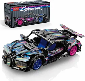 Sosuy Building-Block Race-Car Set, 1:18 Technical Model Kit 473 Pcs DIY Pull-Back Cyberpunk Toy for Boy Girl Kid Age 6  Year, Birthday Gift for Teen Adult Display, Speed Super Sports Cars Bricks Icons