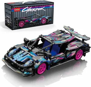 Sosuy Building-Block Race-Car Set, 1:18 Technical Model Kit 513 Pcs DIY Pull-Back Cyberpunk Toy for Boy Girl Kid Age 6  Year, Birthday Gift for Teen Adult Display, Speed Super Sports Cars Bricks Icons