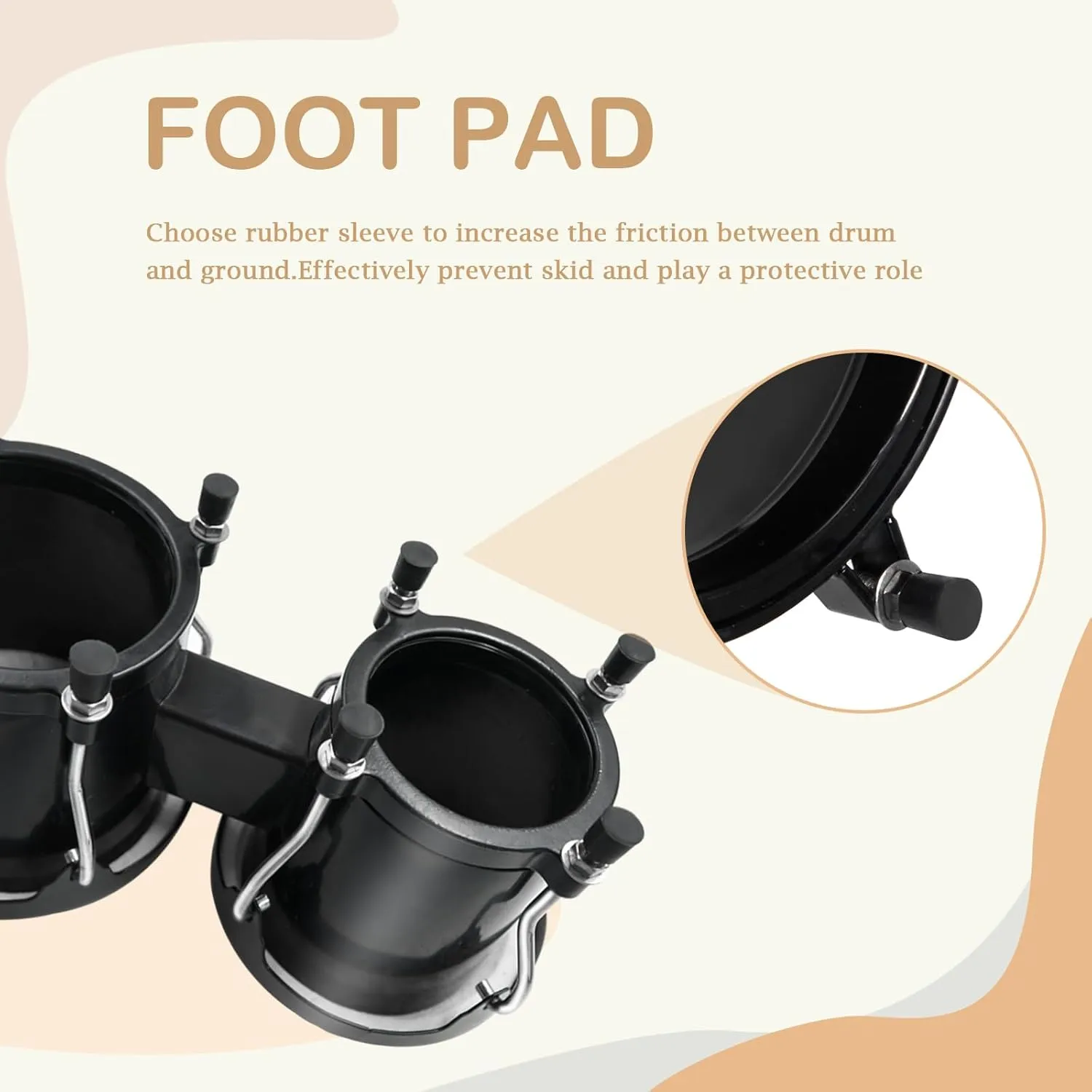 Soulmate Bongo Drum Set for Kids Beginners Adults 4” and 5” Transparent Percussion Bongos Drum with Tuning Wrench, Natural Finish(Black)