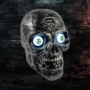 Sound Activated Skull with Light Up Eyes and Creepy Sounds - Halloween Party Prop Spooky Decoration for Haunted House, Indoor Decor
