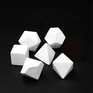 Southst White Turquoise Gemstone Digital Creative Polyhedron Raw Materials Game Dice Decoration Holiday Gifts (Color: With Number)