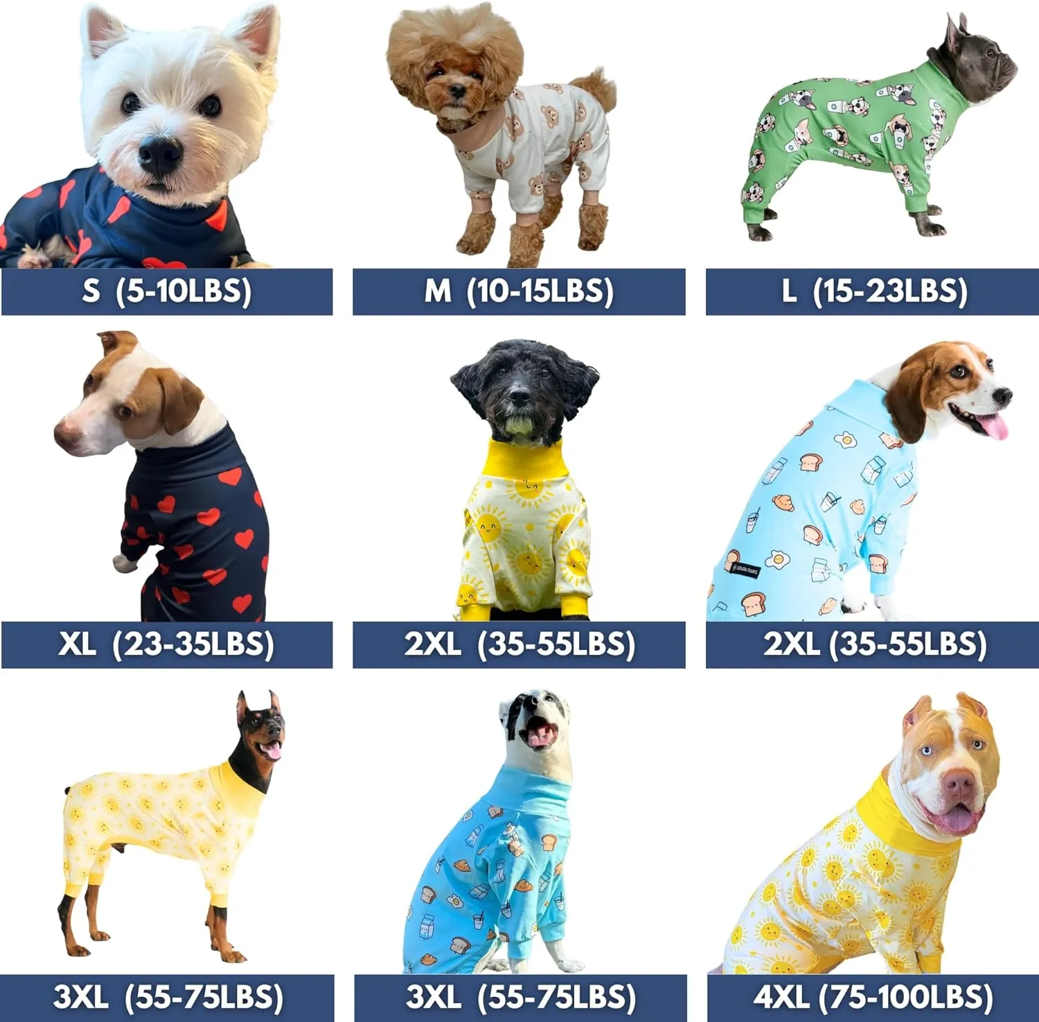 Spark Paws Dog Pajama, Ultra-Soft and 4-Way Stretch, Recovery-Suit PJ Onesie for Small, Medium and Large Breeds - Polar Bear - S