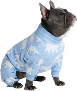 Spark Paws Dog Pajama, Ultra-Soft and 4-Way Stretch, Recovery-Suit PJ Onesie for Small, Medium and Large Breeds - Polar Bear - S