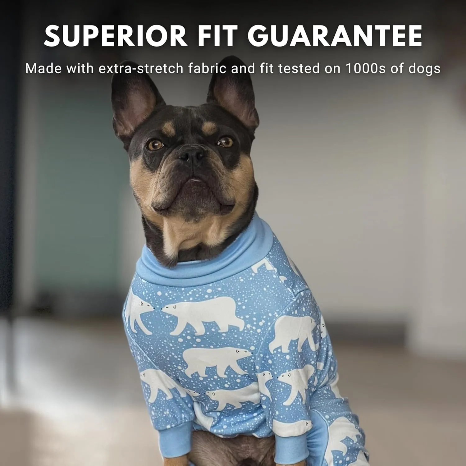 Spark Paws Dog Pajama, Ultra-Soft and 4-Way Stretch, Recovery-Suit PJ Onesie for Small, Medium and Large Breeds - Polar Bear - S