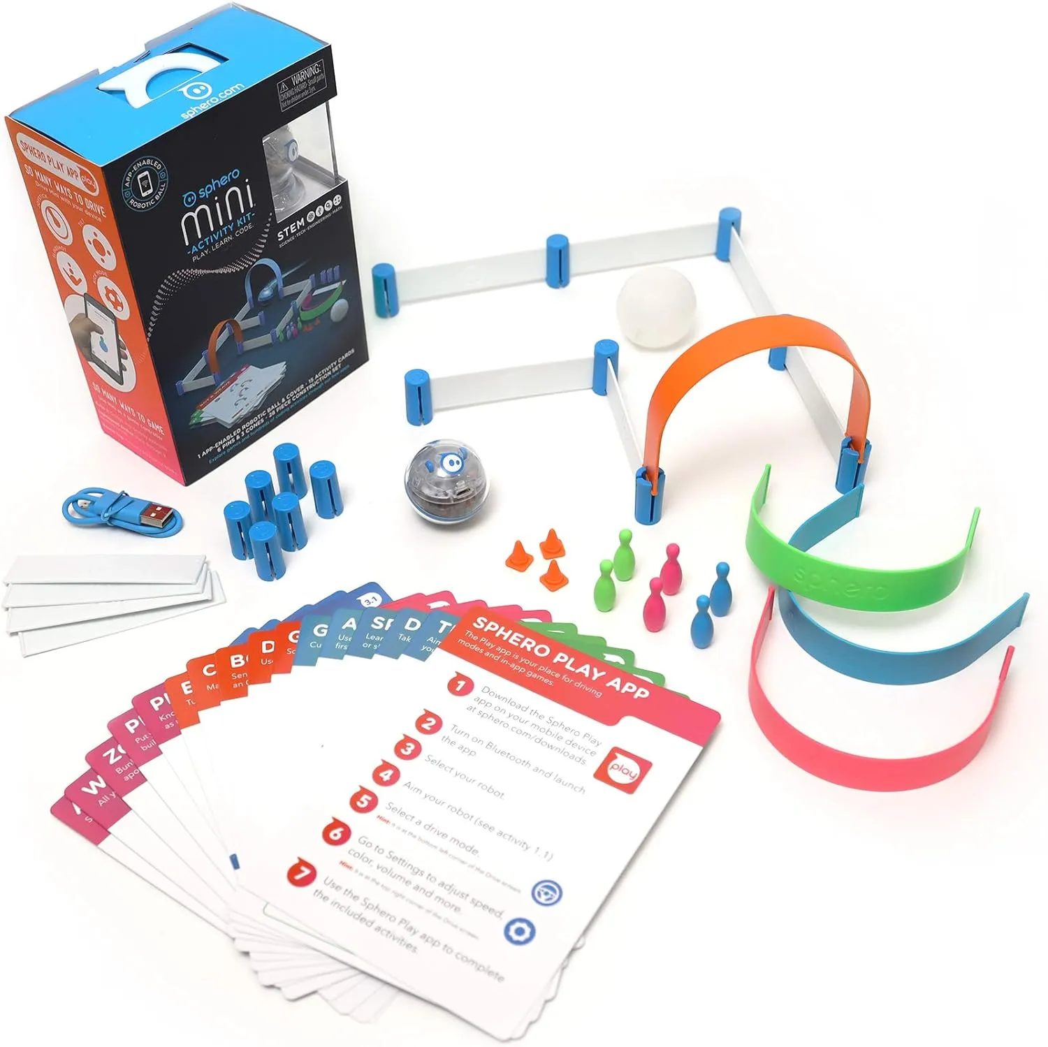 Sphero Mini Activity Kit - App-Enabled Coding Robot - 55 Piece Construction Set & Activity Cards - STEM Educational Toy for Kids - Bluetooth Connectivity - Interactive & Fun Learning for Ages 8 